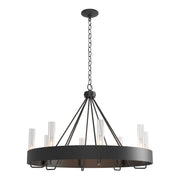 Banded 8-Light 32" Ring Chandelier in Black
