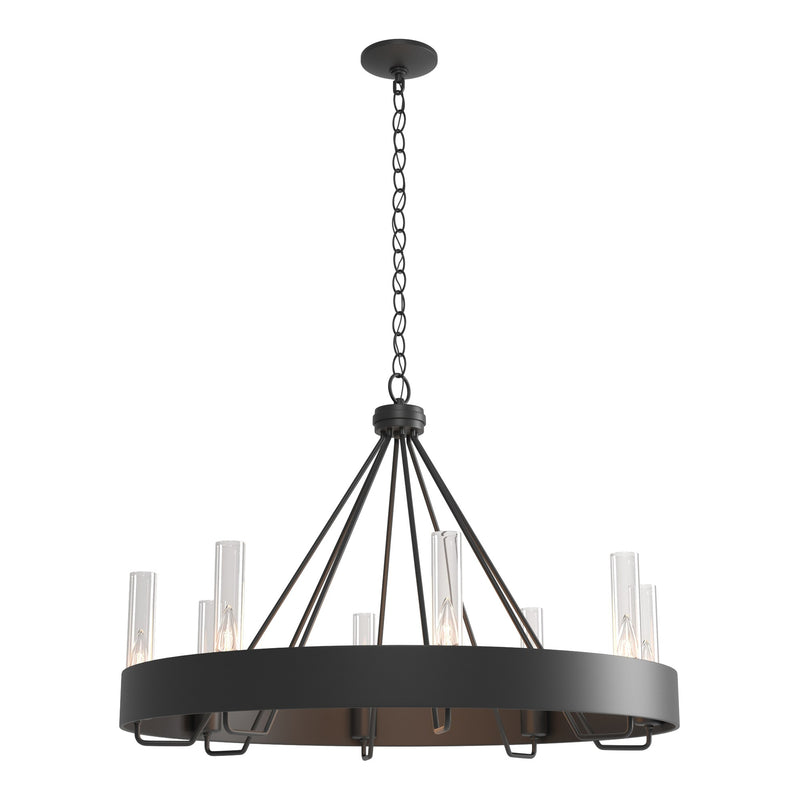 Banded 8-Light 32" Ring Chandelier in Black