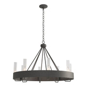 Banded 8-Light 32" Ring Chandelier in Natural Iron