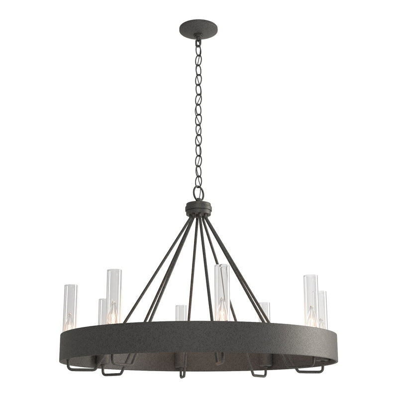 Banded 8-Light 32" Ring Chandelier in Natural Iron