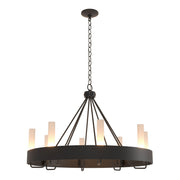 Banded 8-Light 32" Ring Chandelier in Black