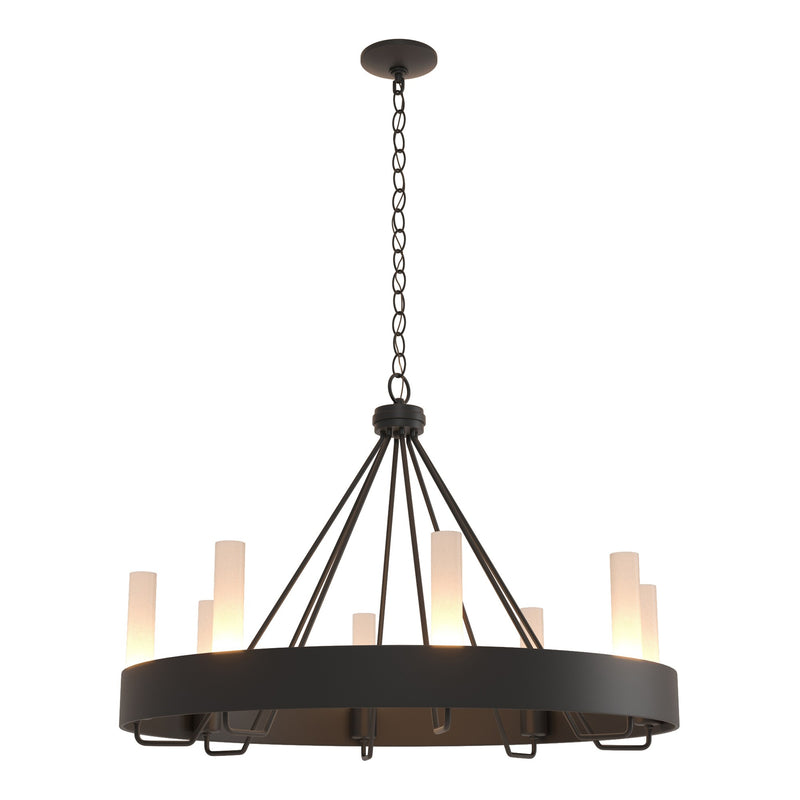 Banded 8-Light 32" Ring Chandelier in Black