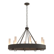 Banded 8-Light 32" Ring Chandelier in Natural Iron