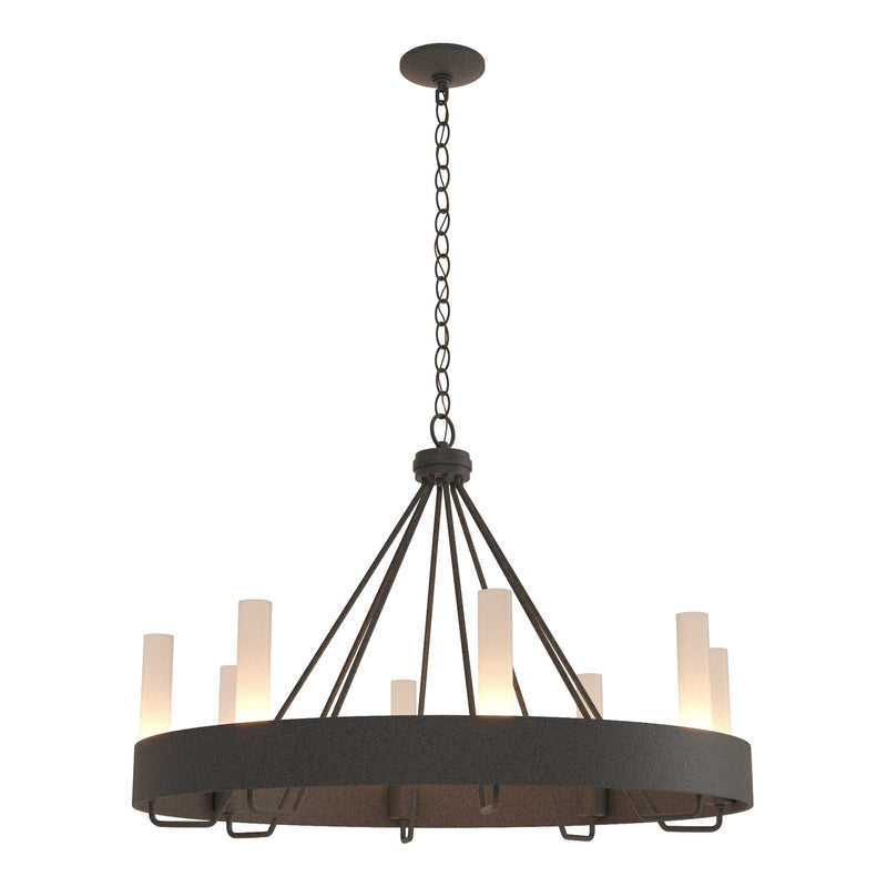 Banded 8-Light 32" Ring Chandelier in Natural Iron