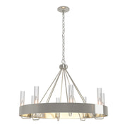 Banded 8-Light 32" Ring Chandelier in Sterling