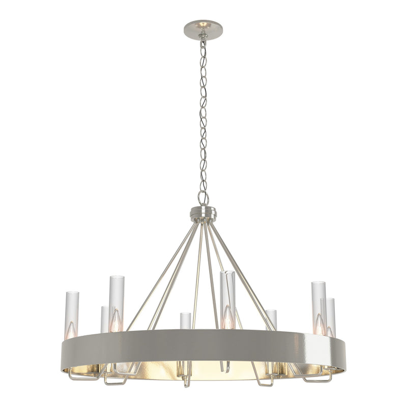 Banded 8-Light 32" Ring Chandelier in Sterling