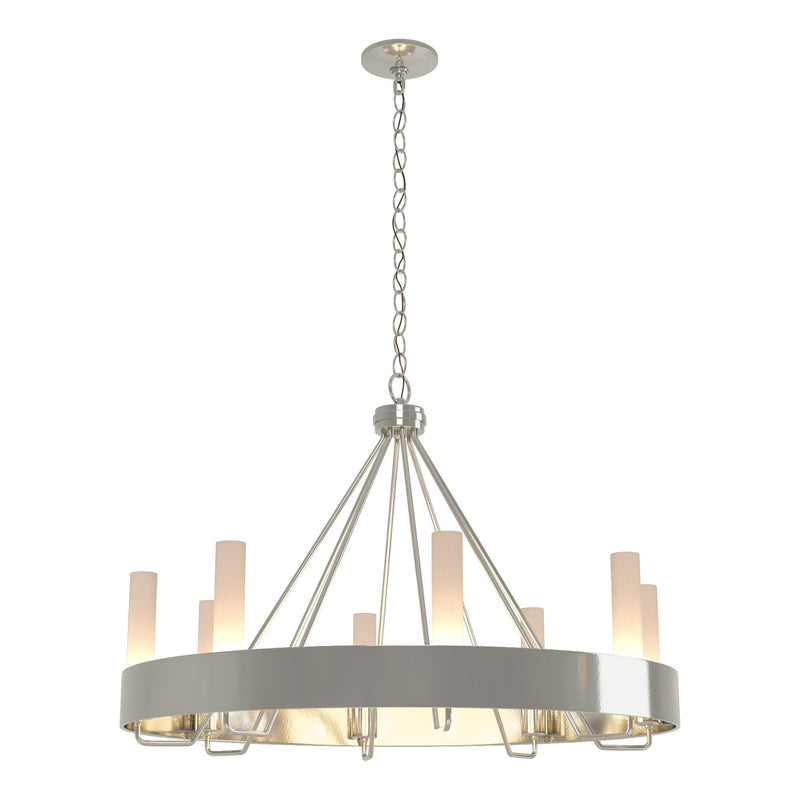 Banded 8-Light 32" Ring Chandelier in Sterling