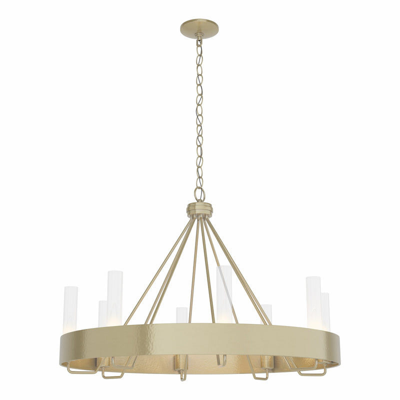 Banded 8-Light 32" Ring Chandelier in Modern Brass