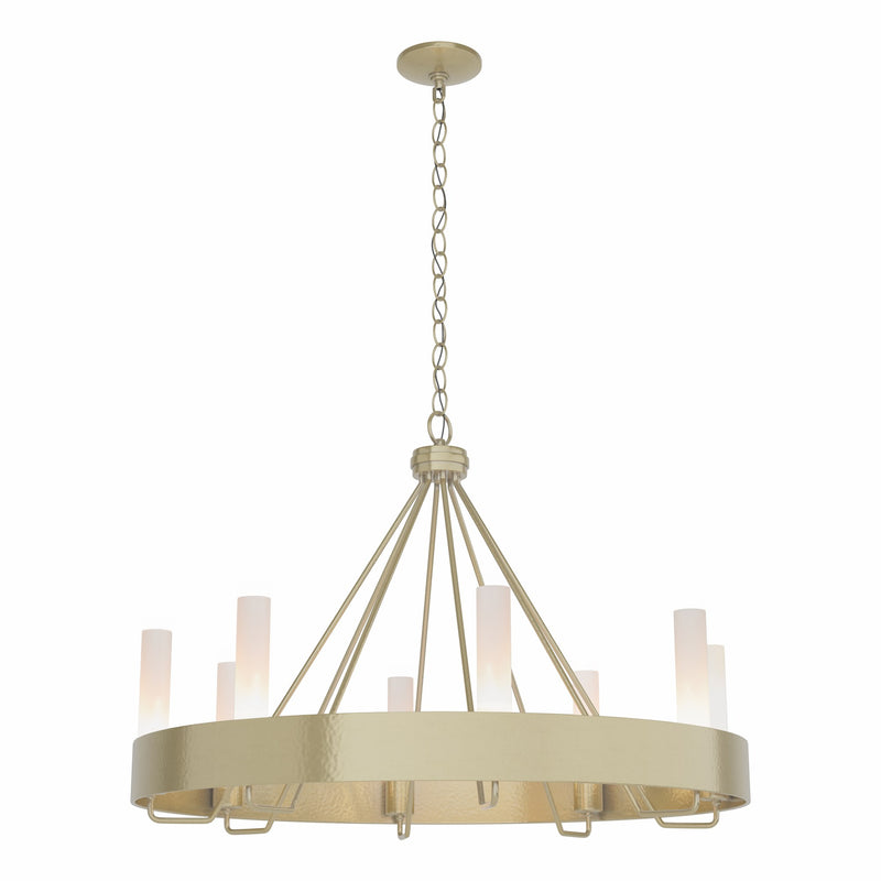 Banded 8-Light 32" Ring Chandelier in Modern Brass