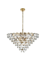 Adaline 32" 15-Light Chandelier in Satin Gold And Clear