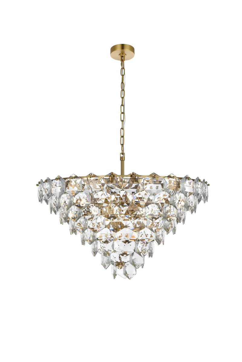 Adaline 32" 15-Light Chandelier in Satin Gold And Clear