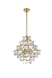 Adaline 20" 11-Light Globe Chandelier in Satin Gold And Clear