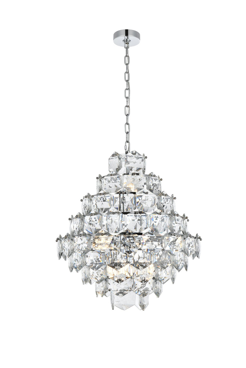 Adaline 24" 15-Light Globe Chandelier in Chrome And Clear