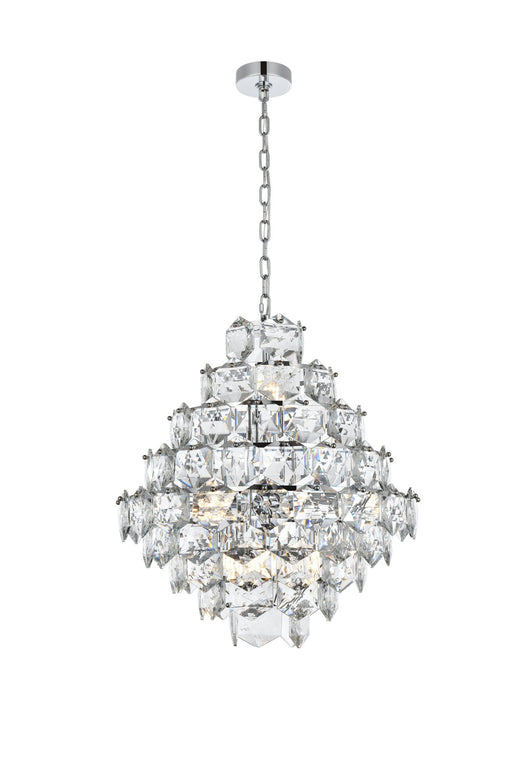 Adaline 24" 15-Light Globe Chandelier in Chrome And Clear