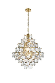 Adaline 24" 15-Light Globe Chandelier in Satin Gold And Clear