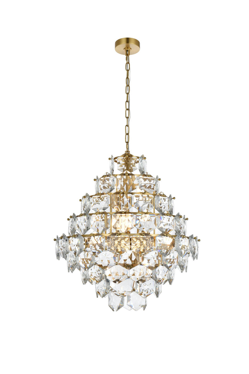 Adaline 24" 15-Light Globe Chandelier in Satin Gold And Clear