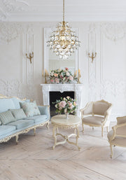Adaline 24" 15-Light Globe Chandelier in Satin Gold And Clear