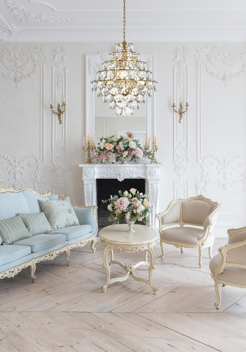 Adaline 24" 15-Light Globe Chandelier in Satin Gold And Clear