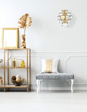 Adaline Small 4-Light Wall Sconce in Satin Gold And Clear