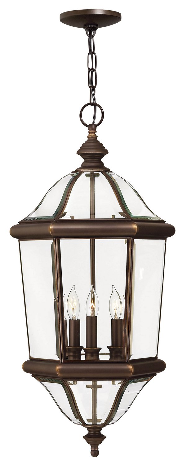 Augusta 3-Light Outdoor Hanging Lantern in Copper Bronze