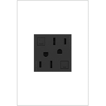 adorne Tamper-Resistant 15A Duplex Self-Test GFCI Receptacles in Graphite