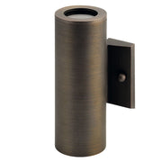 2-Light 12V Cylinder Outdoor Wall Sconce in Centennial Brass