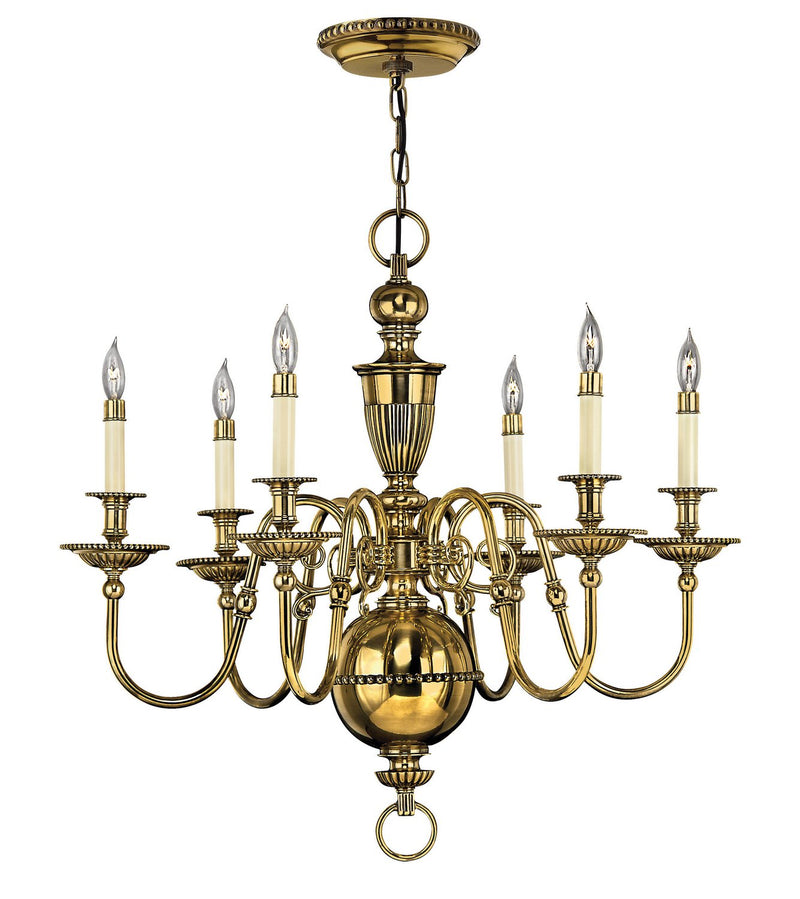 Cambridge 6-Light Chandelier in Burnished Brass
