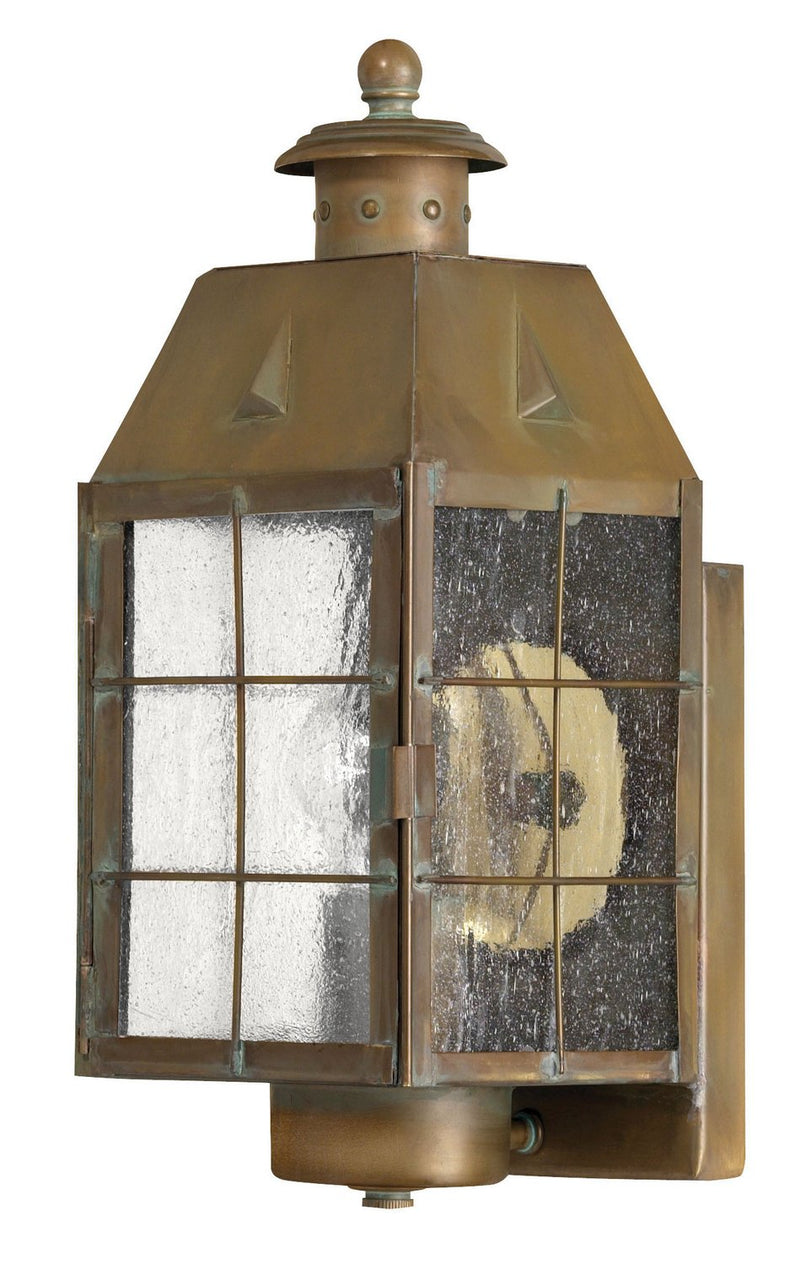 Nantucket Medium Outdoor Wall Lantern in Aged Brass