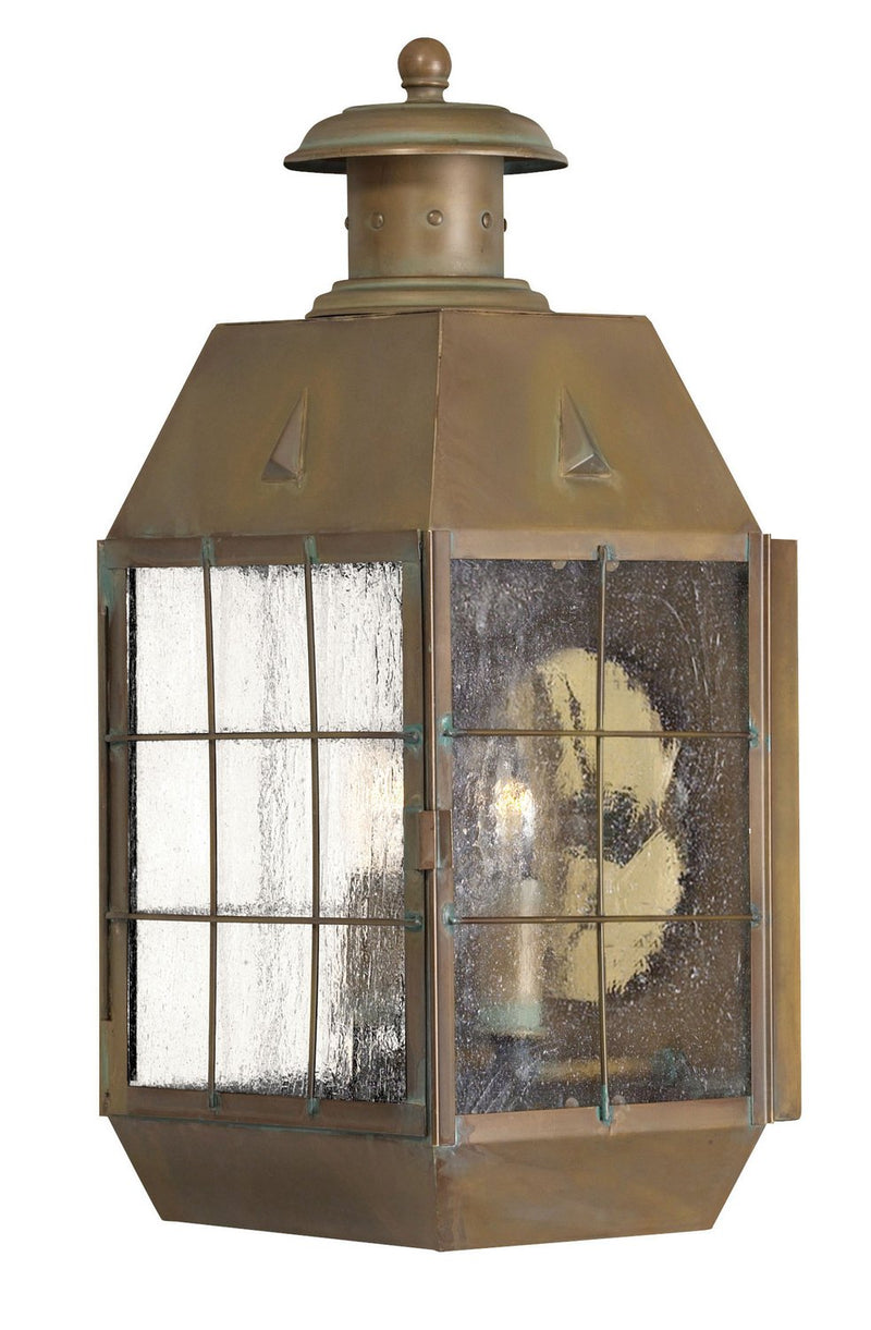 Nantucket Large 2-Light Outdoor Wall Lantern in Aged Brass