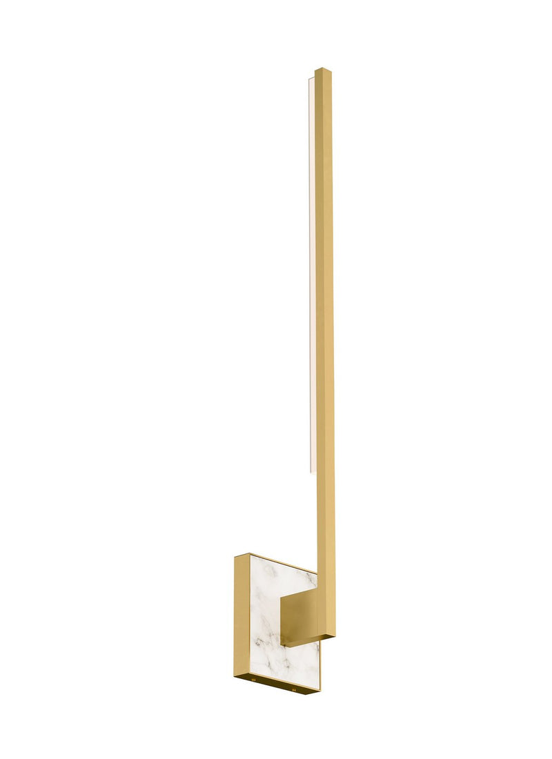 Klee 30 Wall Sconce in Natural Brass and White Marble Integrated