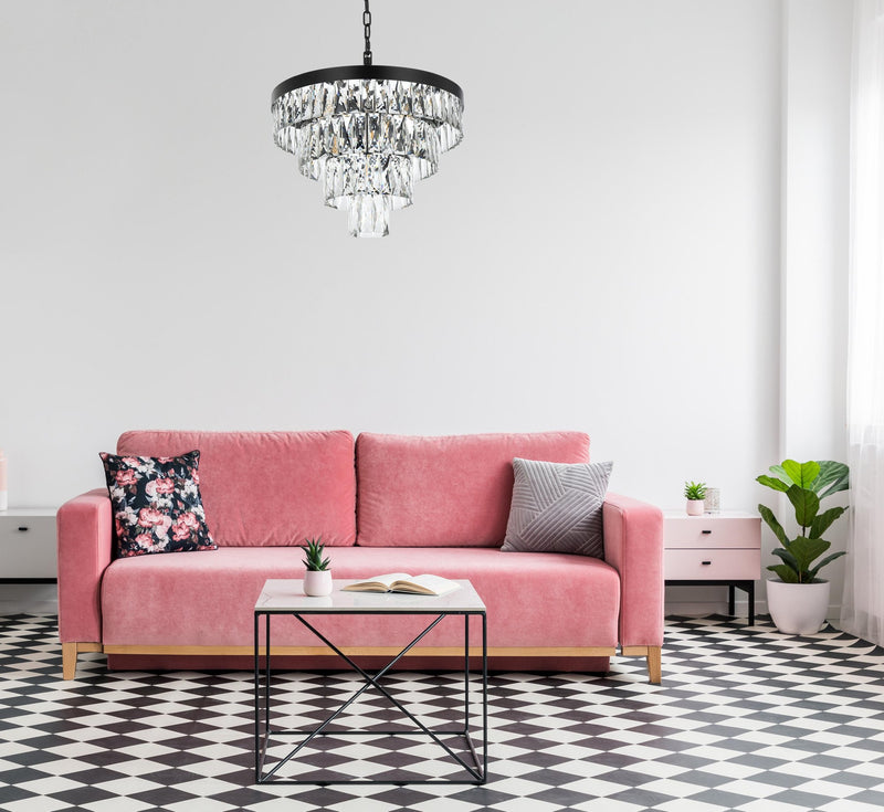 Josephine 20" 10-Light Chandelier in Black And Clear