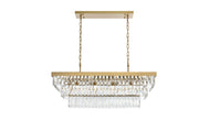 Josephine 36" Rectangular 12-Light Chandelier in Satin Gold And Clear