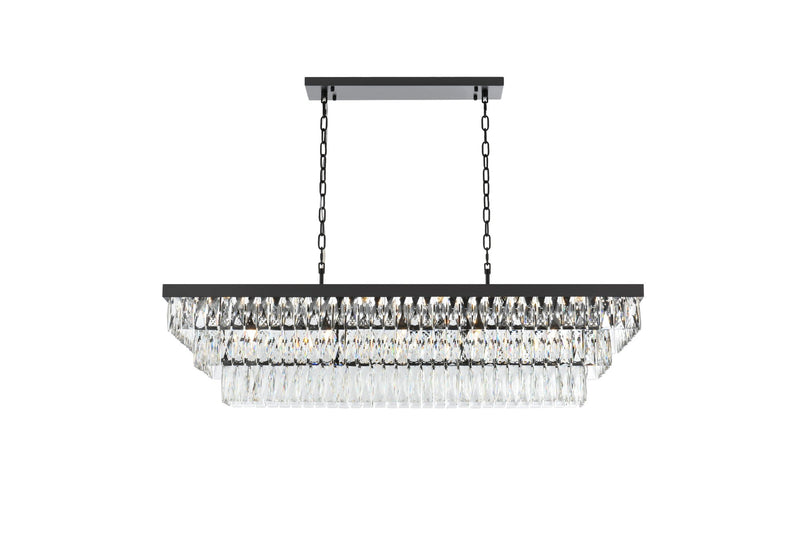 Josephine 48" Rectangular 17-Light Chandelier in Black And Clear