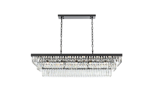 Josephine 48" Rectangular 17-Light Chandelier in Black And Clear
