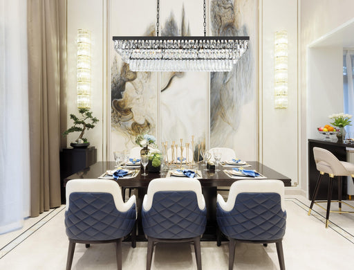 Josephine 48" Rectangular 17-Light Chandelier in Black And Clear