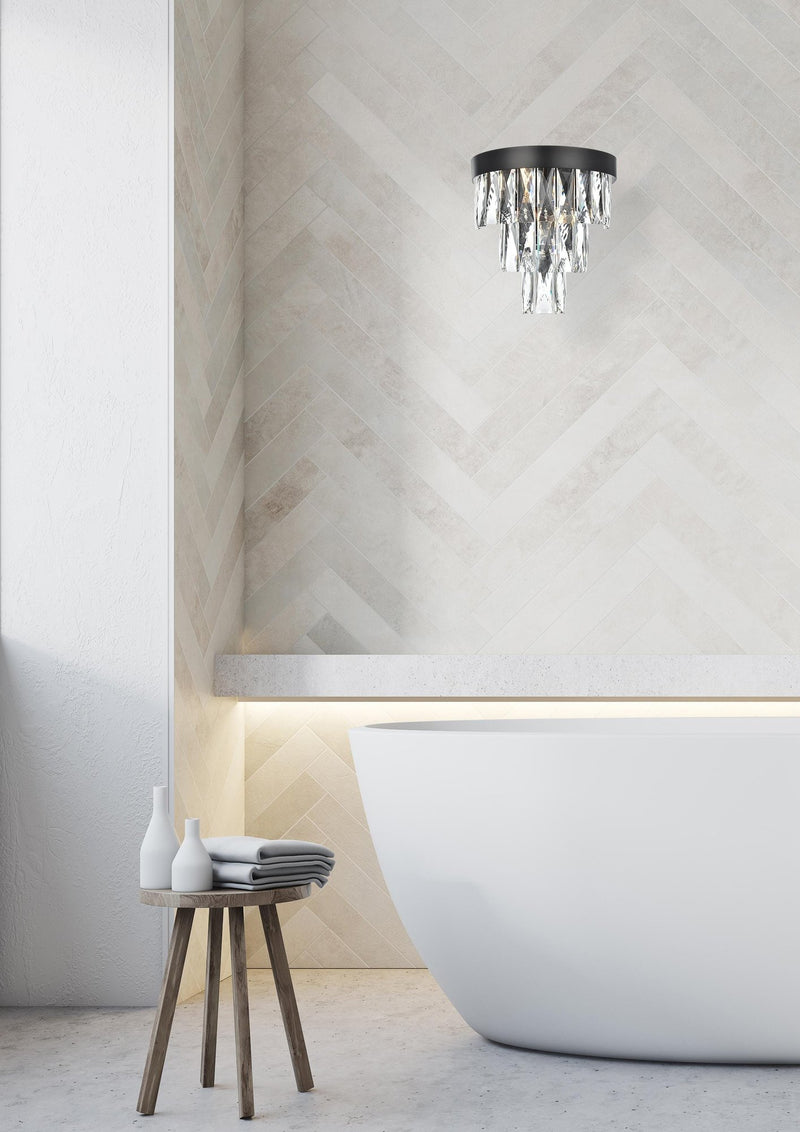 Josephine 2-Light Wall Sconce in Black And Clear
