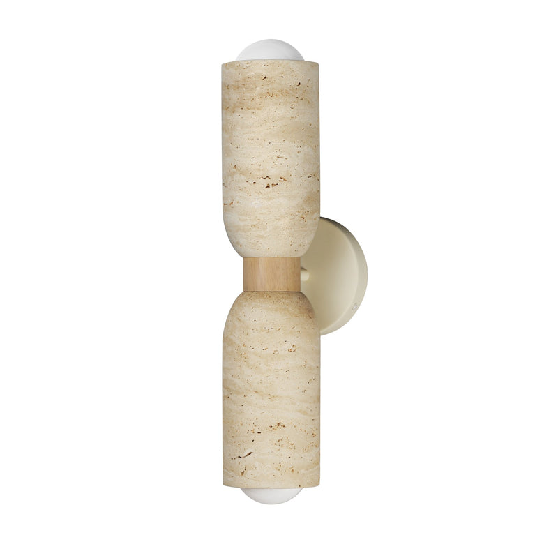 Pompeii 2 Light Wall Sconce in Travertine / Oyster