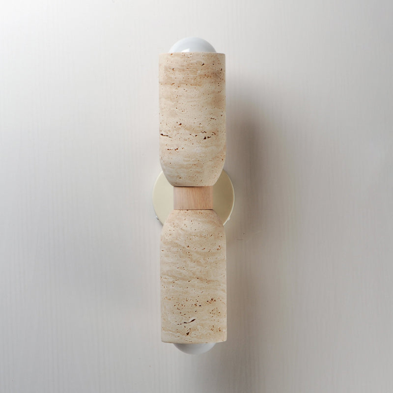 Pompeii 2 Light Wall Sconce in Travertine / Oyster