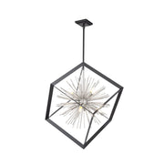 Sunburst 31.5" 8-Light Chandelier in Matte Black and Chrome
