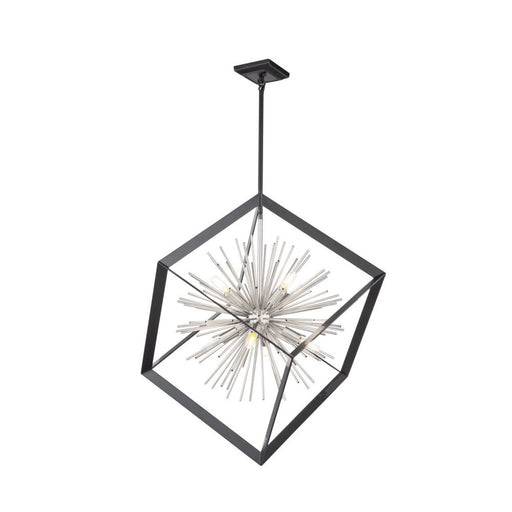 Sunburst 31.5" 8-Light Chandelier in Matte Black and Chrome