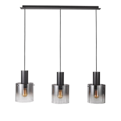 Henley 3-Light Linear Pendant in Satin Black and Smoke Glass