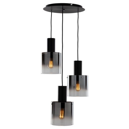 Henley 3-Light Pendant in Satin Black and Smoke Glass