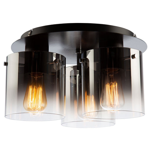 Henley 3-Light Semi-Flush Mount in Satin Black and Smoke Glass