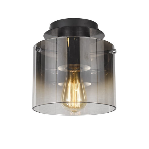 Henley Semi-Flush Mount in Satin Black and Smoke Glass