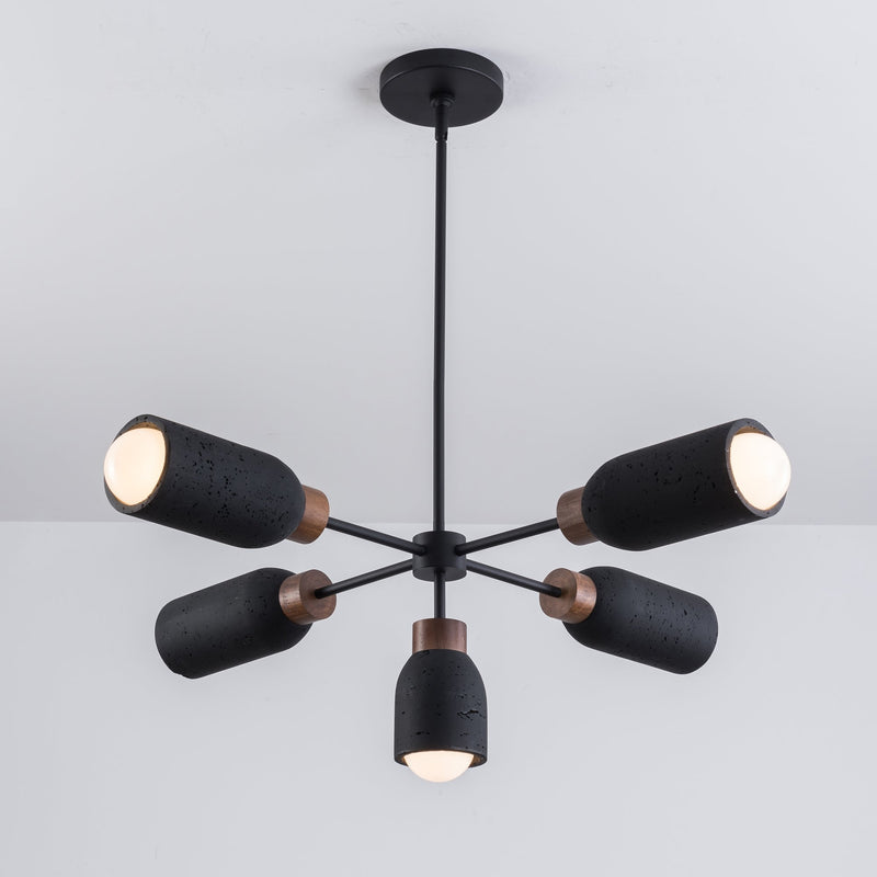 Pompeii 5 Light Chandelier in Lava / Black