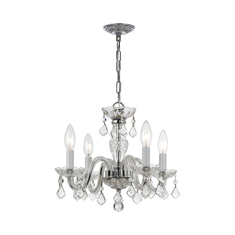 Traditional Crystal 4 Light 15" Chandelier in Polished Chrome