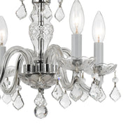 Traditional Crystal 4 Light 15" Chandelier in Polished Chrome