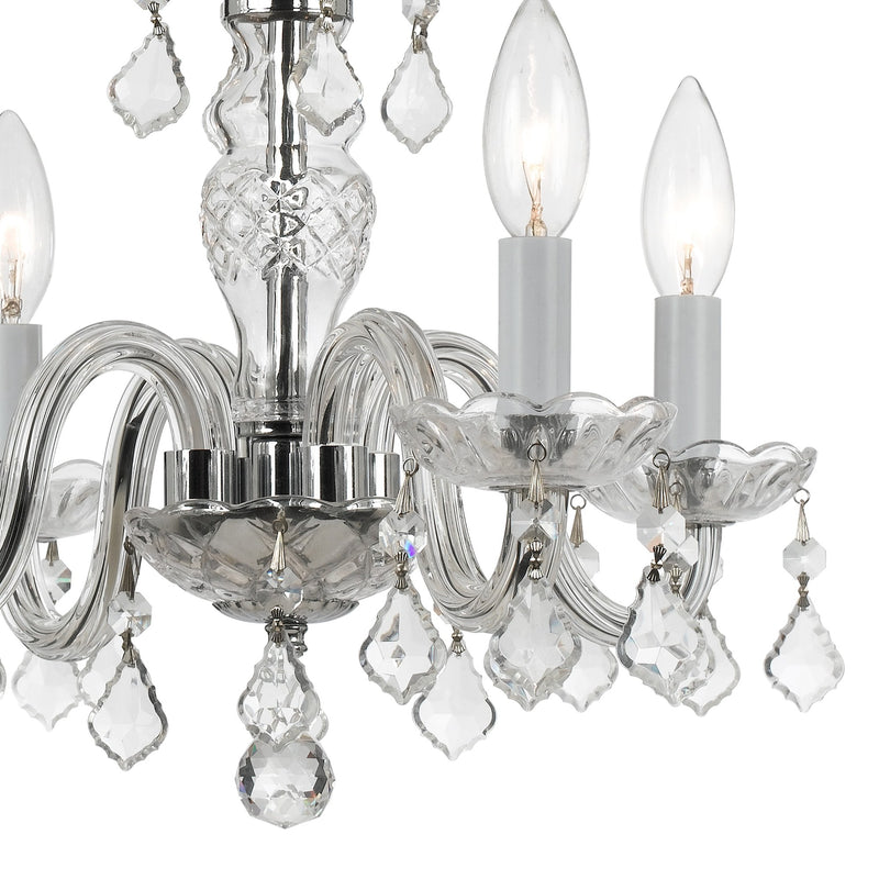 Traditional Crystal 4 Light 15" Chandelier in Polished Chrome