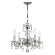 Traditional Crystal 4 Light 15" Chandelier in Polished Chrome