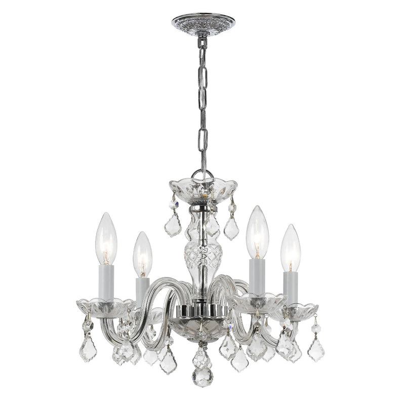Traditional Crystal 4 Light 15" Chandelier in Polished Chrome